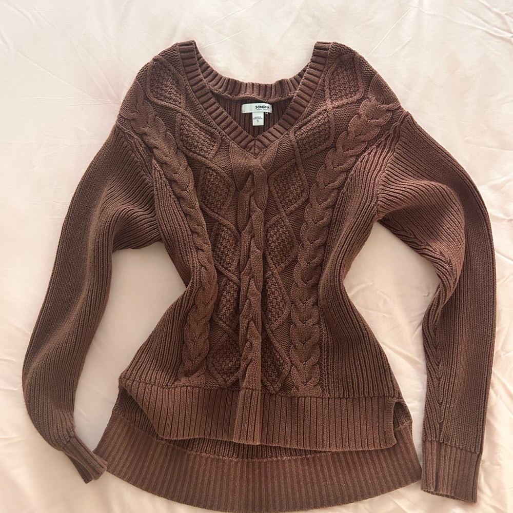Cozy Brown Cable Knit Sweater